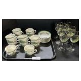 Christmas Spode Teacups, Saucers & Glasses.