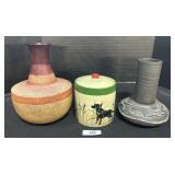 Ceramic Vases & Hunting Dog Canister.