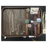 Costume Jewelry, Necklaces, Watches, Brooch.
