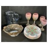 Handmade Pottery Bowl, Frosted Glasses, Pitcher.
