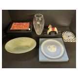 Lenox Bowl, Wedgwood Plate, Mikasa Crystal Vase.