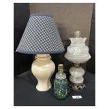 3 Table Lamps, Mason Jar Of Marbles Lamp.