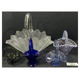 Art Glass Handled Baskets, Fenton & Rosso.