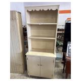 Vtg Wooden Scallop Topped Hutch.