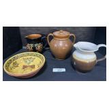 Lester Breininger Pottery Bowl, Pitcher, Bean Pot.