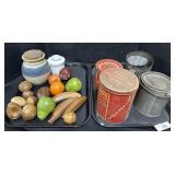 Wooden Fruits, Advertising Tins.