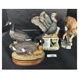 Wild Turkey Decanter, Duck & Animal Figurines.