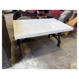 Cast Iron Marble Top Table.