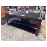 Modern Black Glass Top Console Table.