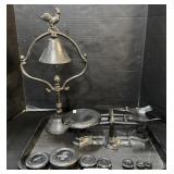 Cast Iron Scale & Rooster Bell.