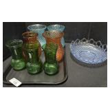 Imperial Glass Plate & Vases.
