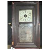 Vintage Wood Cased Eight Day Wall Hanging Clock