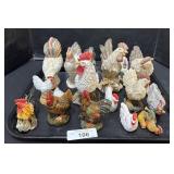 Large Lot Of Rooster Figures.