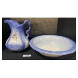 Vintage Floral Ceramic Pitcher & Washbasin Set.