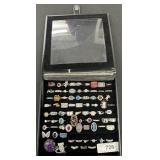 Lot Of Costume Jewelry Rings & Case.