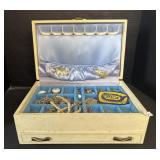 Wooden Jewelry Box & Costume Jewelry.