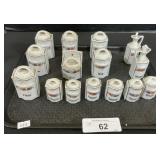 German Porcelain Mini Spice & Kitchen Canisters.