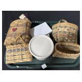 Wicker Baskets & Longaberger Pottery Jar.