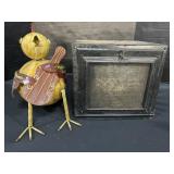 Metal Chicken Sculpture, Vintage Camp Oven.
