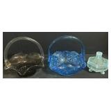 Art Glass Baskets & Art Glass Trinket Dish.