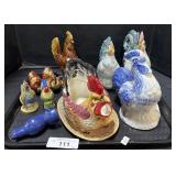 Large Lot Of Rooster Statues.