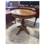 Round Oak Pedestal Side Table.
