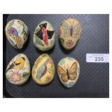 6 Lester Breininger Redware Decorative Eggs