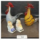 Rooster Paperweights & S&P Shakers.
