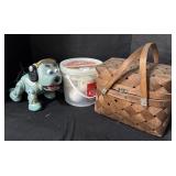 Robo Dog, Baseball, Wicker Basket.