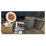 Vtg Pressed Steel Waste Cans, Briggs Manuals.