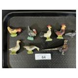Vintage Composition & Chalkware Bird Figurines.