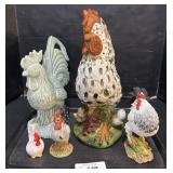 Ceramic Chicken Statues.;