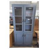 Painted Blue Rustic Pine Hutch.