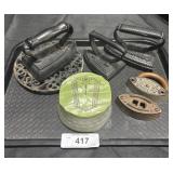 Antique Cast Iron Irons, Art Deco Powder Box.