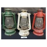 3 Swallow Brand 215 Oil Lanterns.