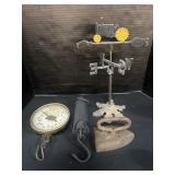Vintage Scales, Cast Iron Sad Iron & Weathervane