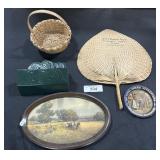 Woven Funeral Home Fan, Basket, Prairie Art Print.