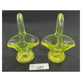Westmoreland & Rosso Uranium Glass Baskets.
