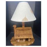 Vintage Handcrafted Log Cabin Table Lamp.
