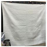 Hand Stitched White Floral Quilt.