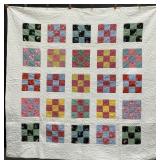 Hand Stitched Nine Patch Quilt.
