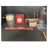 Strausstown PA Milk Bottle, Sifter, Yard Stick.