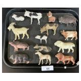 Celluloid, Stick Leg Chalkware Animal Figurines.
