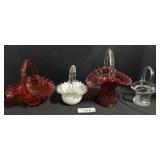 Fenton Hobnail & Other Art Glass Baskets.