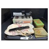 Texaco Still Bank, Boy Scouts First Aid Kit & Hat.