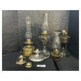 5 Vintage Hurricane Oil Lamps.