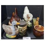 Hens On Nests, Ceramic Rooster, Stoneware Jar.