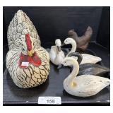 Rooster & Swan Figures.
