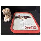 Lady Head Vase & Coca Cola Tray.: In fair