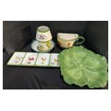 Cabbage Plate, Chicken Dish & Planter.